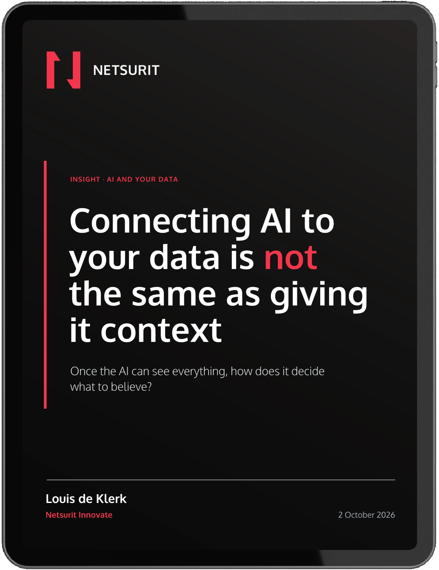 AI Data Readiness whitepaper preview shown on an iPad