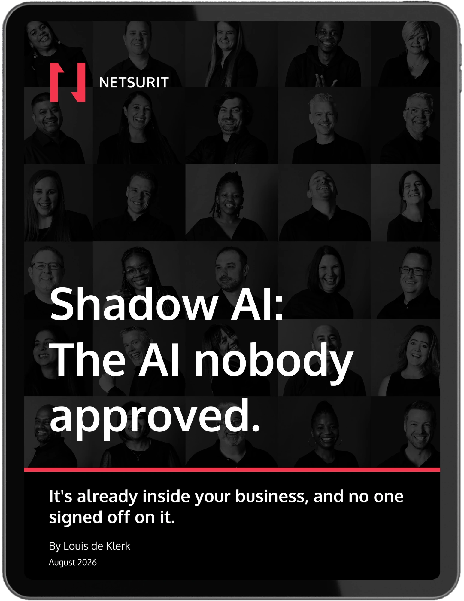 Shadow AI Governance whitepaper preview shown on an iPad